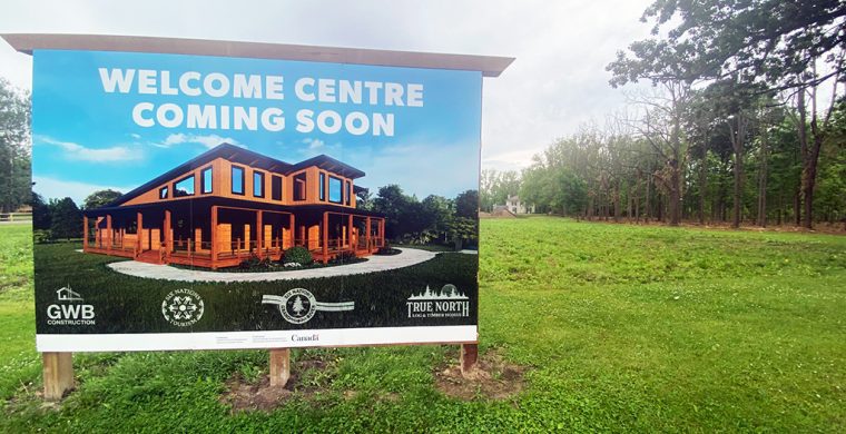 Six Nations Elected Council is building a large Visitor’s Welcome Centre at the E. Pauline Johnson mansion historic site on Highway 54. Construction has begun. The building will be further back, close to the mansion. The mansion can be seen in the background. (Photo by Jim C. Powless)
