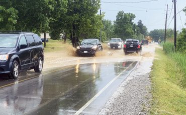Rain water flooded many of the roads in Six Nations last Wednesday June 18th, causing some roads to be closed to traffic.