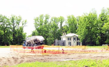 Work is continuing on what will be a two story visitors’ information centre outside the historic E. Pauline Johnson home. (Photos by Jim C. Powless)