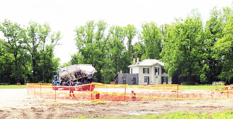 Work is continuing on what will be a two story visitors’ information centre outside the historic E. Pauline Johnson home. (Photos by Jim C. Powless)