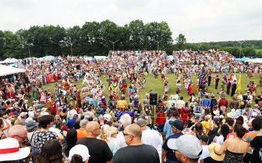 It’s Pow Wow time! Not even the heat could stop crowds from attending Six Nations Grand River Champions of Champions Pow Wow this weekend. (Photo by Jim C Powless)