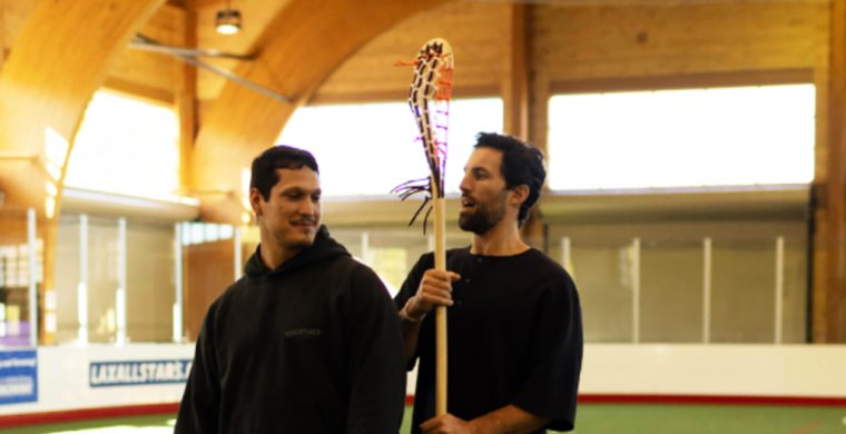 Six Nations Arrows’ coach Zed Williams, on left, with former pro Paul Rabil. Williams was included in an episode of Rabil’s Places aired on ESPN+ Photo courtesy Rabil’s Places.