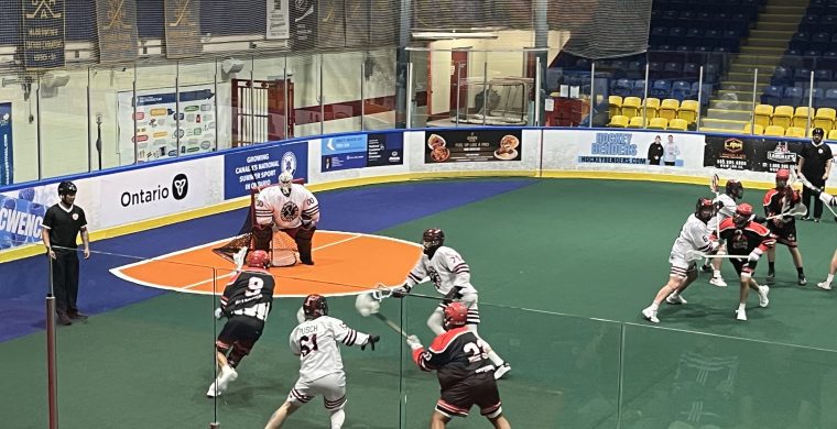 River downing the Edmonton Miners 9-6. (Photo by Sam Laskaris)