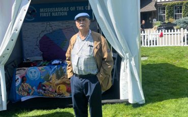 Darin Wybenga was one of the MCFN reps providing historical information at the CPKC Women’s Open. Photo by Sam Laskaris.