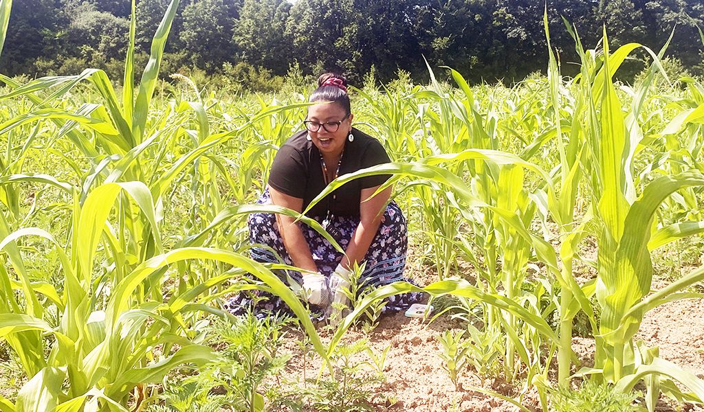 It’s about connecting Singing to the plants and connecting with the Earth was all part of the teachings at the Haudenosaunee Climate Action Gathering at Sour Springs Longhouse this weekend. Gawinoh Parker held a workshop teaching seed songs to gardeners. (Photo by Jim C. Powless)