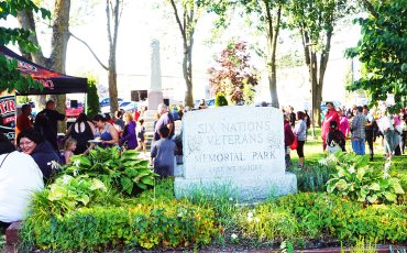 Below: Six Nations Veterans Park was packed with information from various departments and organizations to help in the fight against drugs. (Photos by Jim C. Powless)