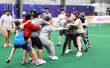 Local youth gathered at Iroquois Lacrosse Arena (ILA) to play a variety of Haudenosaunee games. (Photos by Carly McHugh)