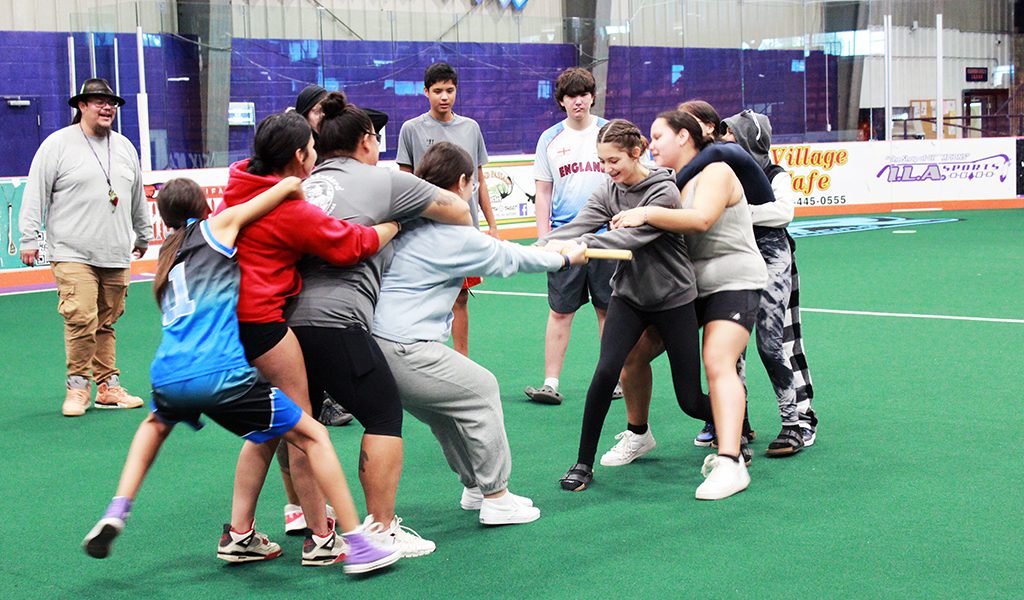 Local youth gathered at Iroquois Lacrosse Arena (ILA) to play a variety of Haudenosaunee games. (Photos by Carly McHugh)