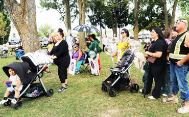 A small crowd turned out for the Take Back the Night event at Veteran’s Park. (Photos by Jim C. Powless)