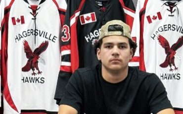 Avery Sault is one of three Six Nations members playing for the Hagersville Hawks’ Junior C hockey team this season.