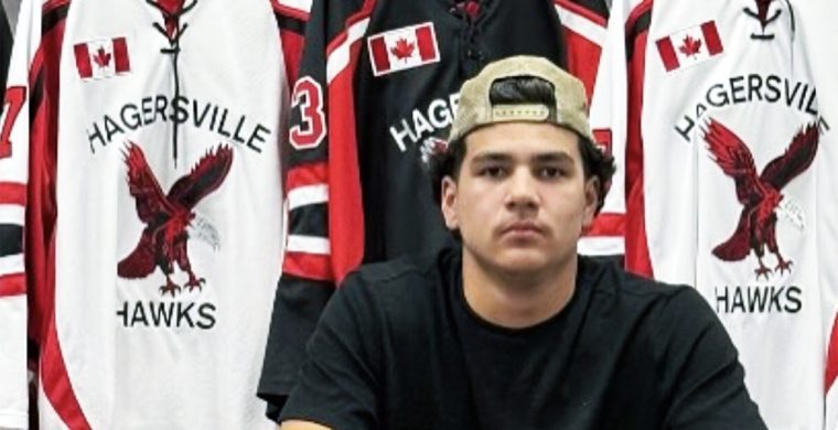 Avery Sault is one of three Six Nations members playing for the Hagersville Hawks’ Junior C hockey team this season.