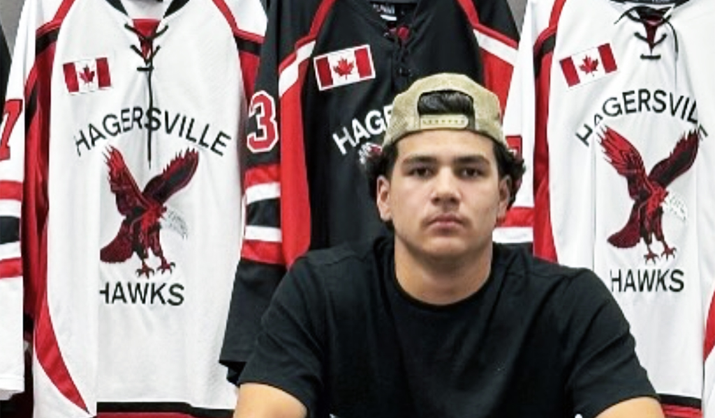 Avery Sault is one of three Six Nations members playing for the Hagersville Hawks’ Junior C hockey team this season.