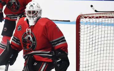 Goaltender Tim Porter was the first star of the game on Sunday as the Six Nation Ironmen beat the Halton Hill Coyotes 11-1. Photo by Honee Anderson