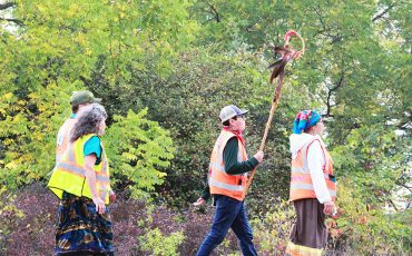 All Nations Grand River Water Walkers made their way through Six Nations. (Photo by Carly McHugh)