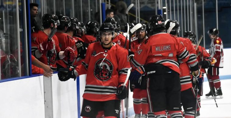 The Six Nations Ironmen were able to celebrate a win in their first NPHL game on Sunday. Photo courtesy Six Nations Ironmen.