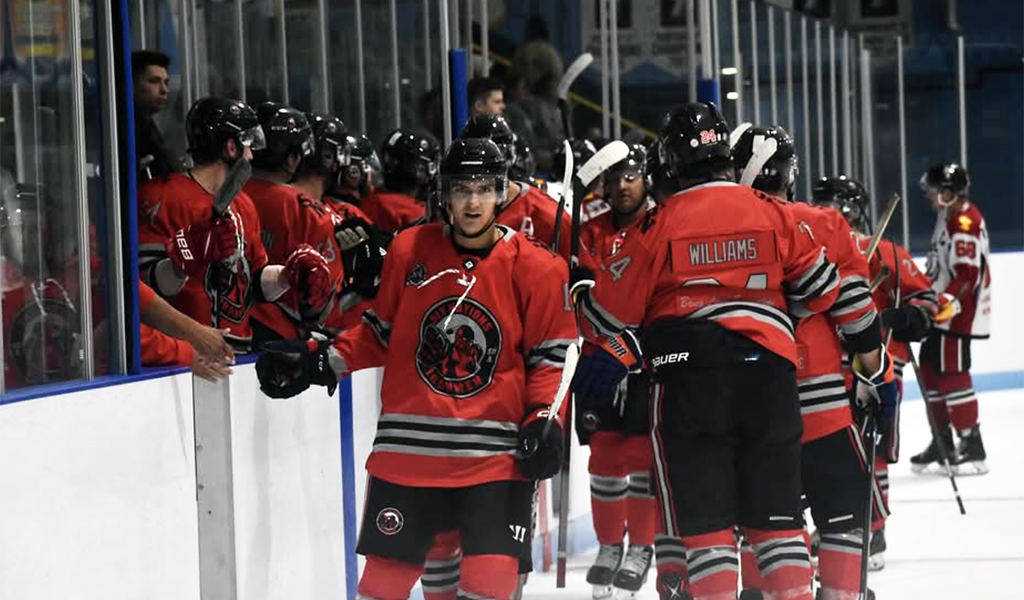 The Six Nations Ironmen were able to celebrate a win in their first NPHL game on Sunday. Photo courtesy Six Nations Ironmen.