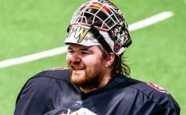 Six Nations member Doug Jamieson backstopped the Oshawa FireWolves to victory in their first National Lacrosse League regular season game. Photo courtesy Oshawa FireWolves.