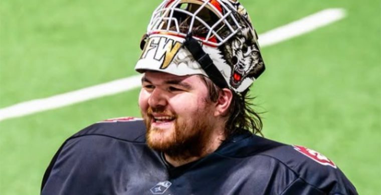 Six Nations member Doug Jamieson backstopped the Oshawa FireWolves to victory in their first National Lacrosse League regular season game. Photo courtesy Oshawa FireWolves.