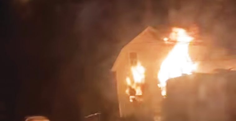 A two storey home went up in flames Dec. 10, 2025. There were no injuries in the fire. (Facebook Photos)