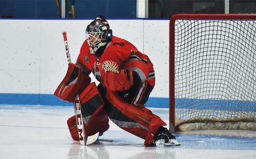 Chris Hrabec picked up his first win between the pipes for the Six Nations Ironmen on Sunday. (Photo by Honee Anderson.)