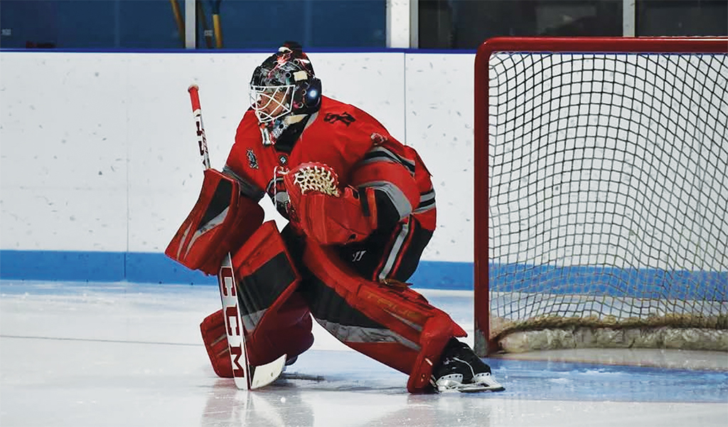 Chris Hrabec picked up his first win between the pipes for the Six Nations Ironmen on Sunday. (Photo by Honee Anderson.)