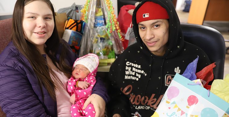 Six Nations’ First Baby of 2026 is a little girl. Mom Eilaya General and dad Rory Thomas brought her home Friday, Jan. 1 to a large family waiting eagerly to meet the new family addition...See story page 3. (Photo by Jim C. Powless)