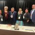 Indigenous leaders were featured on a panel at the Rural Ontario Municipalities Association in Toronto. From left, Melanie Pilon, Shelly Moore-Frappier, Ted Williams, Linda Debassige, Sherri-Lyn Hill and Abram Benedict. (Photo by Sam Laskaris)