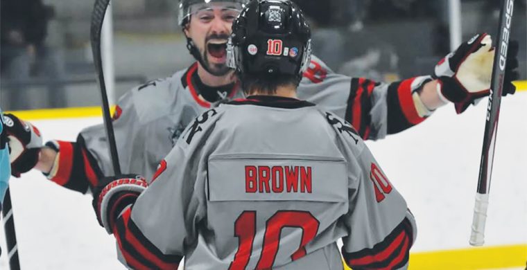 The Six Nations Ironmen are hoping to do their share of celebrating during their playoff run which begins Saturday. (Photo by Honee Anderson.)