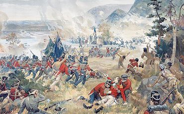 “Death of General Brock at the Battle of Queenston Heights” by John David Kelly. Brock fought alongside the Six Nation Warriors, which consisted of the Mohawk, Seneca, Delaware, Oneida, Cayuga, Onondaga and Tutelo Nations, against Americans. [Wikimedia]