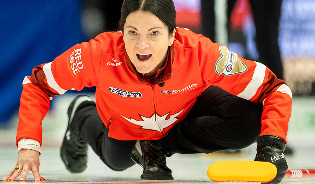 Kerri Einarson skipped her team to victory in The Scotties championship final on Sunday. (Photo by Curling Canada/Andrew Klaver.)