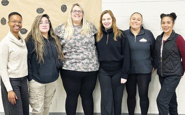 From left to right: Eve Kahama – Harm Reduction Outreach Manager, Marissa Hess - Harm Reduction Outreach Worker, Jamie Dereniowski - Mental Wellness Educator, Brittany Keesmaat - Concurrent Disorders Worker, Arlana Harrison - Life Promotions Coordinator, Rachel Monture - Harm Reduction Outreach Worker (Photo by Alex Murray)