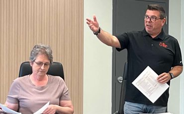 CEO Matt Jamieson answers questions during the newly named Six Nation Group audit as chairperson Rachel Martin listens. (Photos by Alex Murray)
