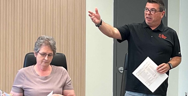 CEO Matt Jamieson answers questions during the newly named Six Nation Group audit as chairperson Rachel Martin listens. (Photos by Alex Murray)