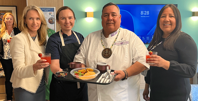 Chef Rick Powless (centre) along with Bonnie Camm, Breanne Coulton, and Michelle Bomberry. (Supplied Photo)