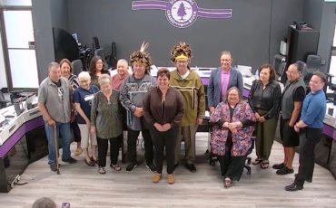 Six Nations Elected Council joined the local men’s group lawsuit against the Haudenosaunee Confederacy Council’s development group. SNEC had a group photo taken after agreeing to join the lawsuit (Supplied Photo)