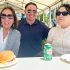 Six Nations band councillors Cynthia Jamieson, Dean Hill and Hazel Johnson took a minute to enjoy the SNEC barbecue after serving up pulled pork sandwiches for the crowd.. (Photos by Alex Murray)