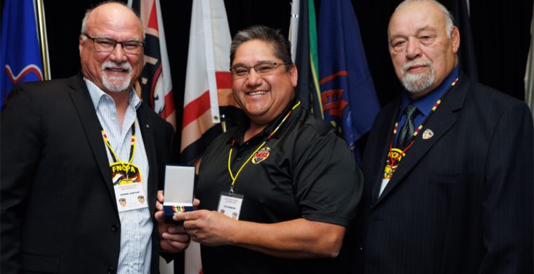 Six Nations Police Chief Darren Montour, received an award for Distinguished Service alongside his Deputy Chief Tim Bomberry,