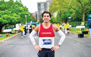Kristian Jamieson is the great-great-grandson of Tom Longboat. He isn’t running in his shadow, instead he smiling in his accomplishment. (Supplied Photo)