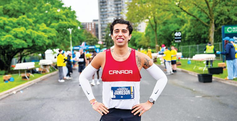 Kristian Jamieson is the great-great-grandson of Tom Longboat. He isn’t running in his shadow, instead he smiling in his accomplishment. (Supplied Photo)