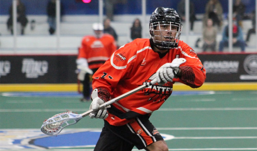 Wes Whitlow, a member of the Six Nations Snipers, has been named as the MVP of the Arena Lacrosse League for the 2025-26 campaign. (Photo by Jennifer McNeil.)