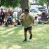 Ah.... when the music just moves you! A member of the drum group jumped up and let the music move him while the crowd was surprised and delighted in his fun at Woodland Cultural Centre’s annual Smoke Dance Competition Saturday, August 15th. (Photo by Jim C. Powless. More page 5)