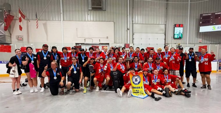 The Six Nations Stealth captured this year’s Meredith Cup, the provincial Junior C title. Photo courtesy OJCLL.