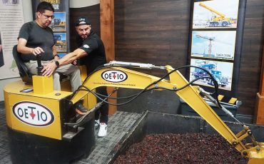 Turtle Island News’ own photographer, Jim Powless decided to try out some heavy equipment with the help of Shane Hill at Grand River Employment and Training’s Job Fair at the Gathering Place last week. The decision...a camera is lighter! (Turtle Island News Photo)