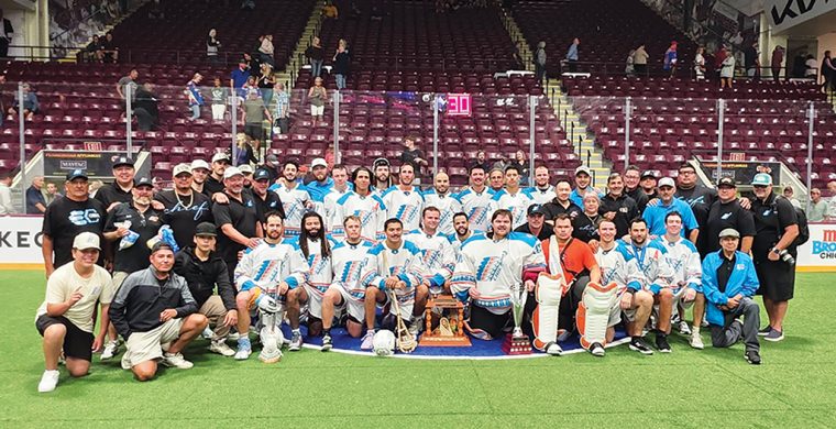 The Six Nations Chiefs won the MSL title on Sunday in Peterborough and will host this year’s Mann Cup series. (Photo courtesy MSL.)