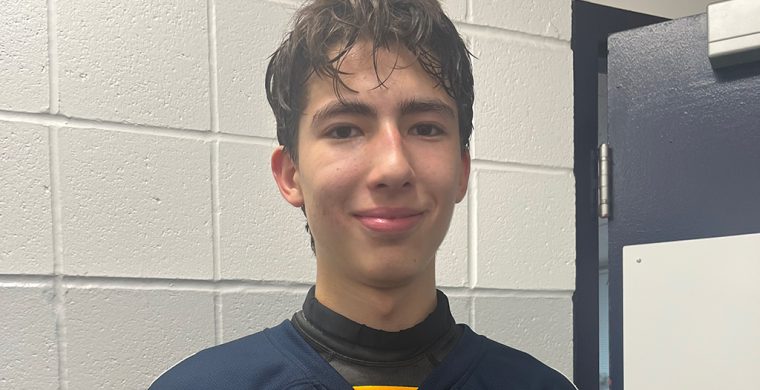 Six Nations member Calder Anderson is a rookie forward with the Burlington Cougars this season. (Photo by Sam Laskaris.)