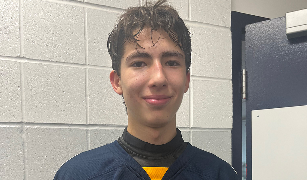 Six Nations member Calder Anderson is a rookie forward with the Burlington Cougars this season. (Photo by Sam Laskaris.)