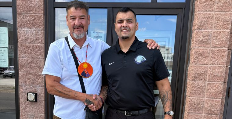 Miles General, on left, and Austin Staats are co-founders of the 7Sticks Men’s Mental Health and Addictions Circle. (Photo courtesy Miles General.)