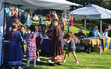 The Mohawk Chapel hosted an artists’ festival featuring writers, crafters even dancers in a fall setting outside the historic building. (Photo by Barbara Latkowski)