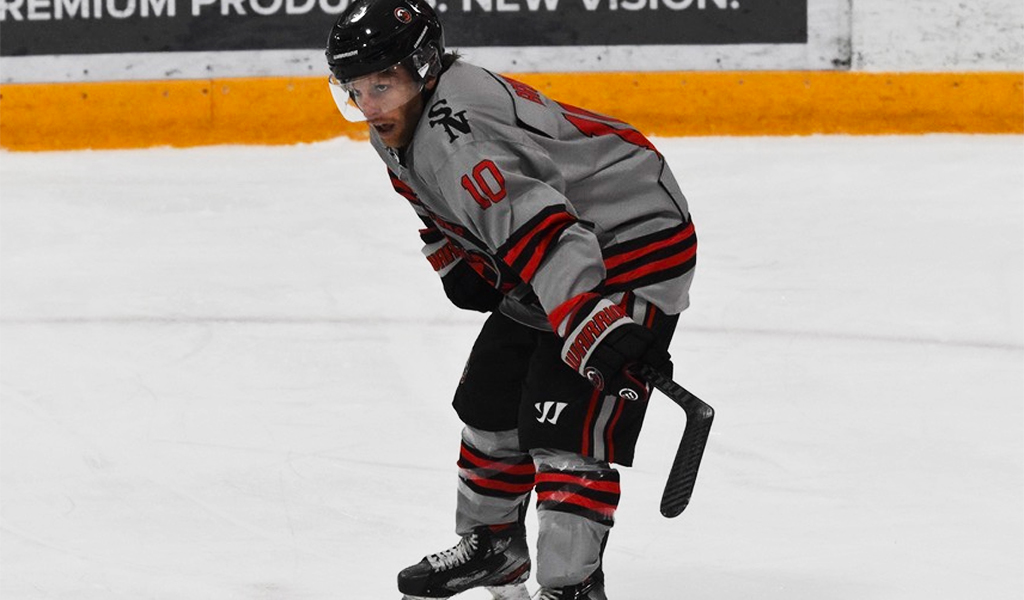Mitch Brown scored a hat trick to lead the Six Nations Ironmen to a road win in Strathroy. Photo by Honee Anderson.